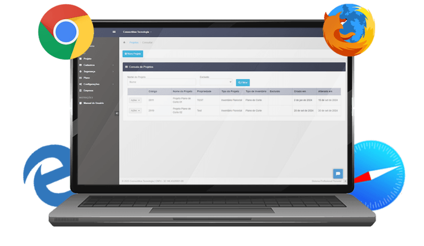 SPFWeb em todos navegadores - Inventário Florestal e Manejo Florestal